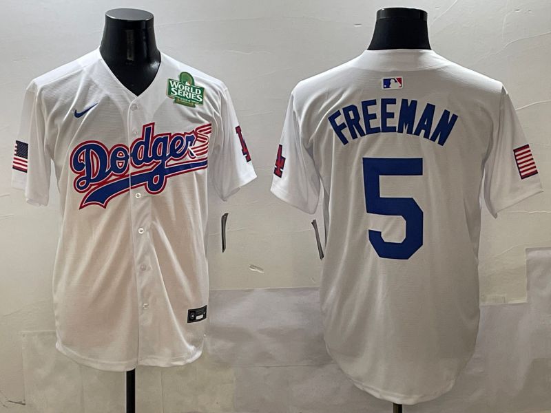 Men Los Angeles Dodgers 5 Freeman White Second generation Joint Name Nike 2025 MLB Jersey style 5